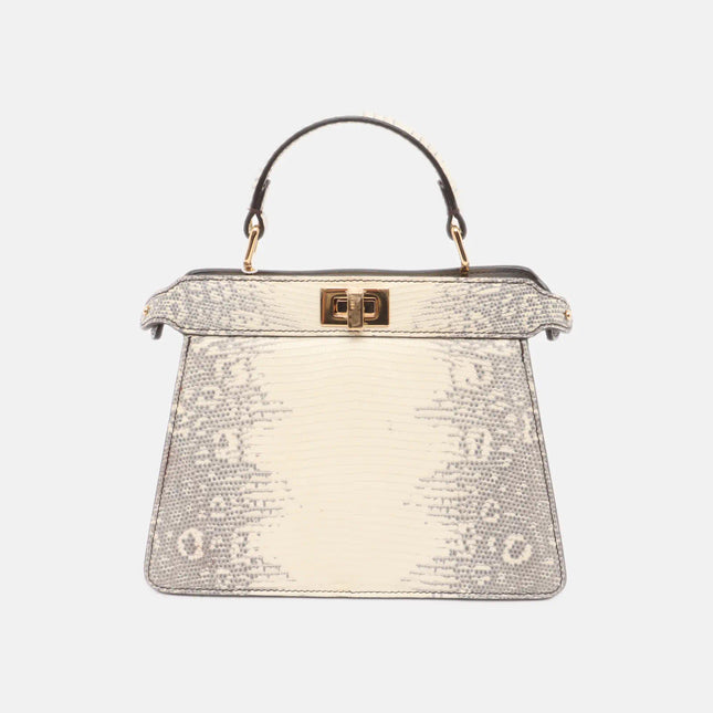 Sold Fendi Peekaboo ISeeU Petite White Lizard Leather Bag