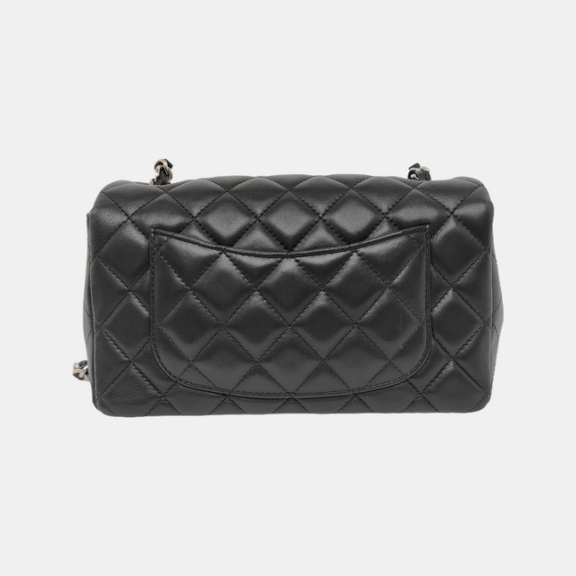 Chanel Classic Flap Rectangular Mini Black Lambskin Leather Silver Hardware