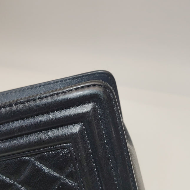 Chanel Le Boy Small Black Lambskin Leather Antiqued Gold Hardware