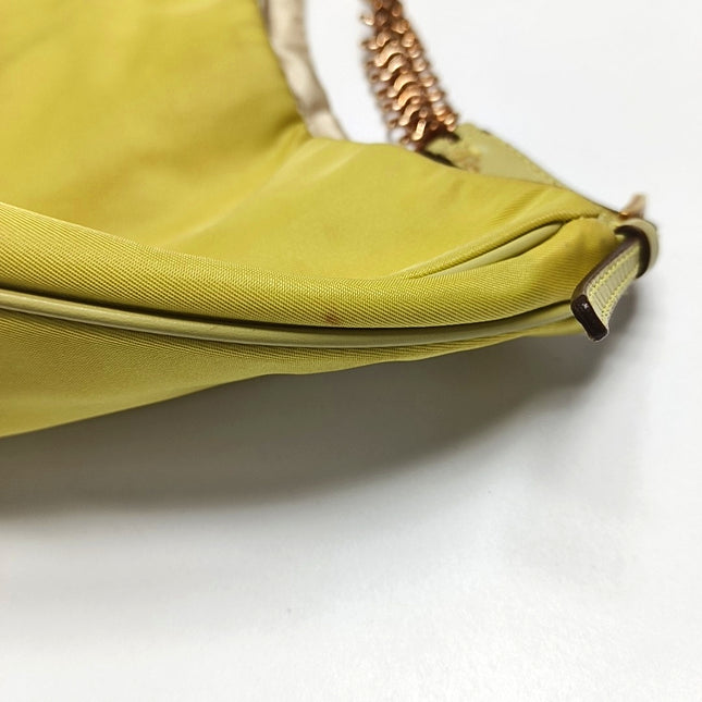Prada Cleo Nylon Yellow Gold-tone Chain Shoulder Bag