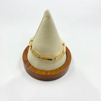 Celine Bracelet Vintage Gold Plated Crystals Embellished Gold Bar Links