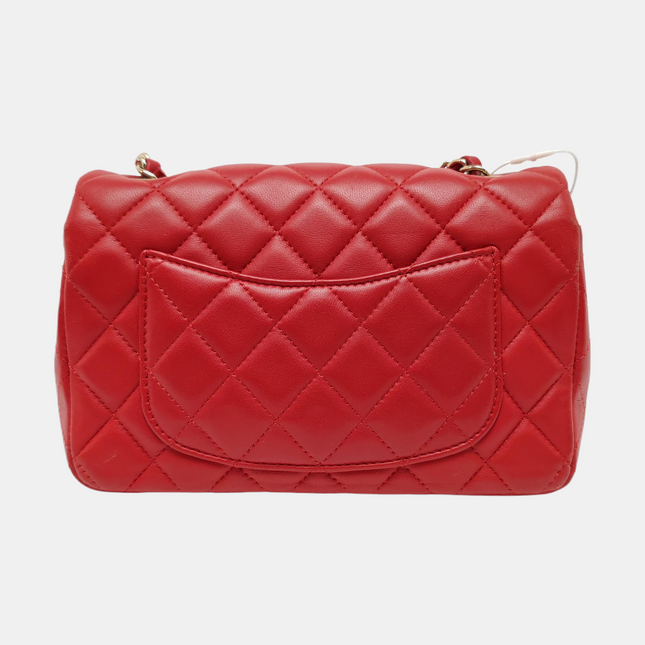 Chanel Classic Flap Mini 2020 Red Lambskin Leather Gold Hardware