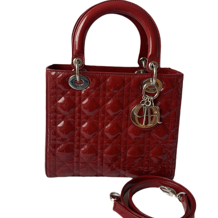 Sold Lady Dior Medium Bag Red Patent Leather-Luxbags