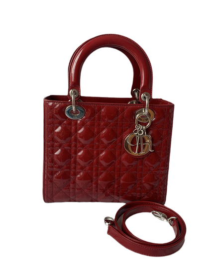 Sold Lady Dior Medium Bag Red Patent Leather-Luxbags