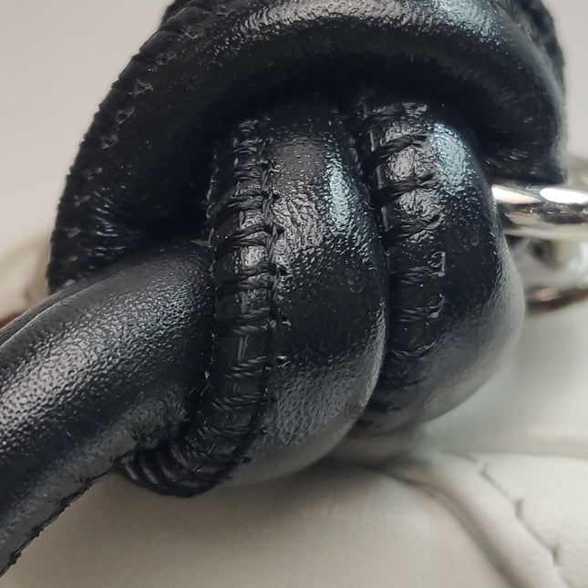 Chanel Cambon Clutch White Leather Snake Skin CC Logo Black Strap