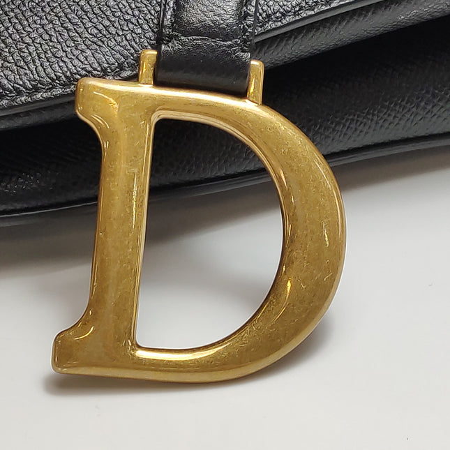 Dior Saddle 2020 Medium Grained Calfskin Leather Bag Black
