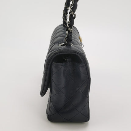 Chanel Classic Flap Mini 2014 Navy Lambskin Leather Silver Hardware