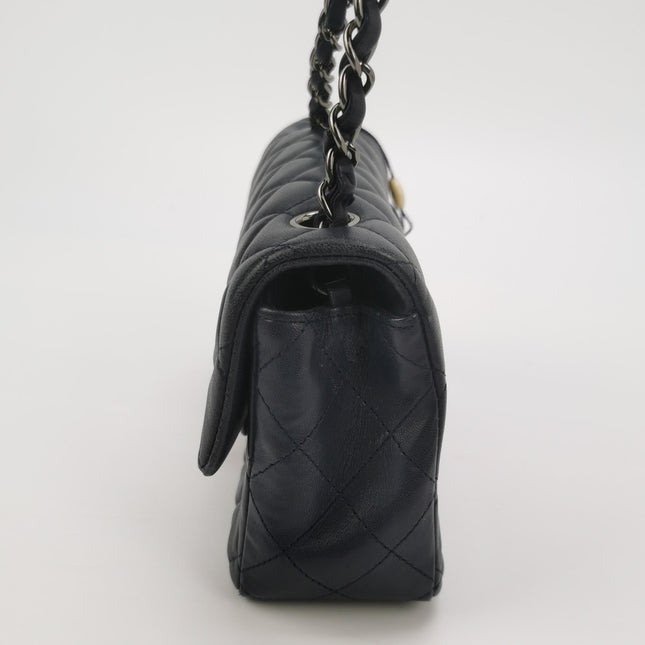 Chanel Classic Flap Mini 2014 Navy Lambskin Leather Silver Hardware