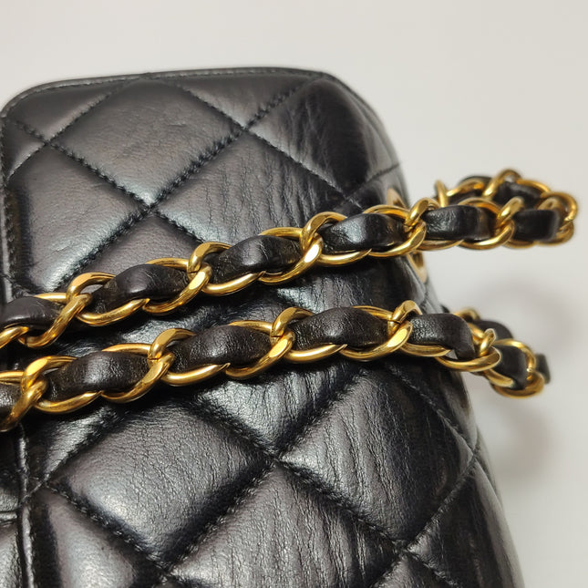 Chanel Double Sided Small Classic Flap Black Lambskin Leather 24k Gold Hardware, 1996-1997