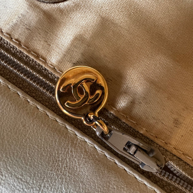 Chanel Vintage XXL Maxi Pink Striped Travel Flap Bag Canvas Gold Hardware