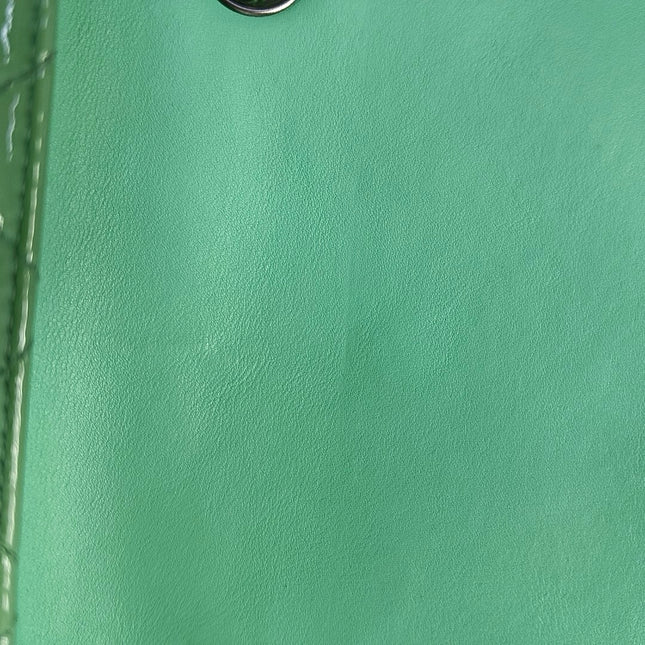 Chanel Classic Flap Mini Square Light Green Patent Leather Silver Hardware