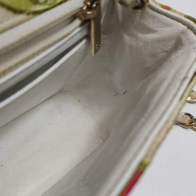 Chanel Classic Flap Mini Satin Paris Cuba Cigar Label Print Beige Multicolor, 2017