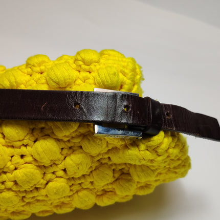 Fendi Mamma Baguette Bag Yellow Crochet Shoulder Bag