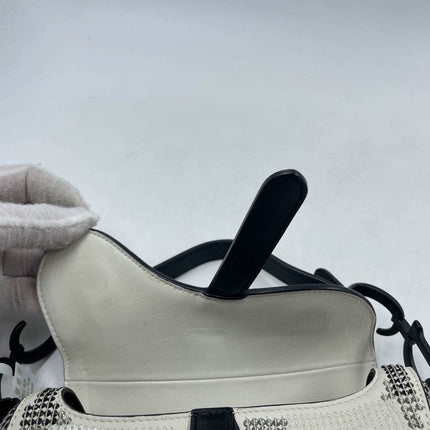 Sold Dior Saddle Mini Beaded Black and White checkered Pattern
