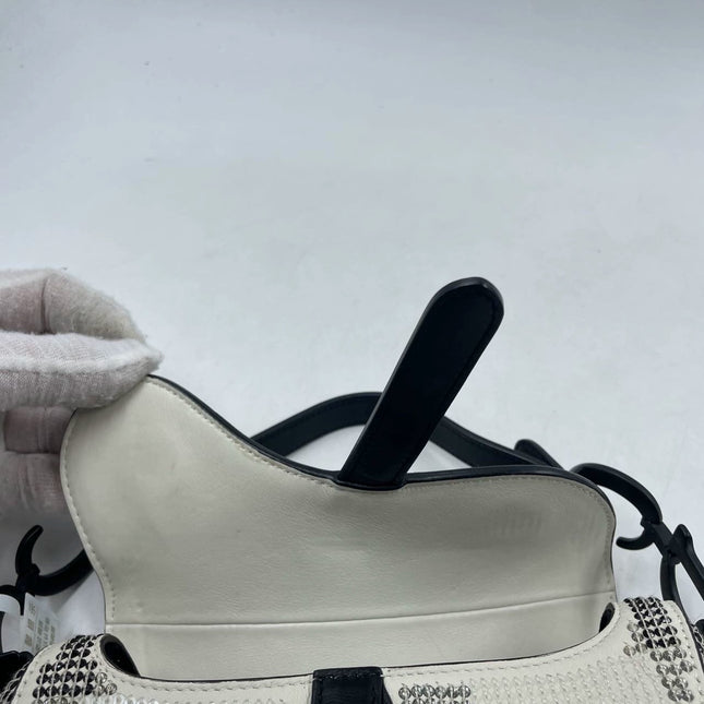 Sold Dior Saddle Mini Beaded Black and White checkered Pattern