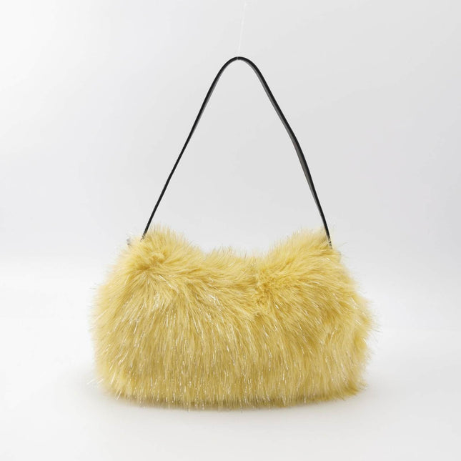 Sold Fendi Baguette Yellow Furry Shoulder Bag