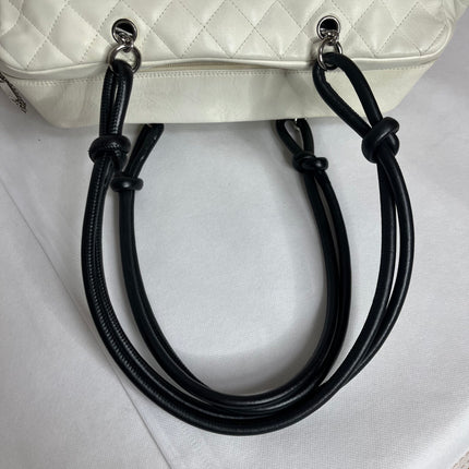 Chanel Cambon Multi-pocket Ligne Reporter Bag Large White Calfskin Leather