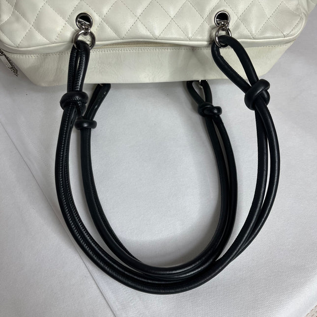 Chanel Cambon Multi-pocket Ligne Reporter Bag Large White Calfskin Leather