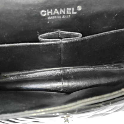 Chanel Classic Flap Jumbo Large Black Patent Leather Silver Hardware, 2011