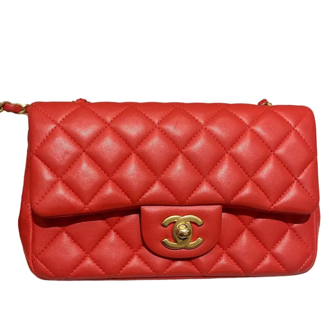 Chanel Classic Flap Mini 2019 Red Lambskin Leather Gold Hardware