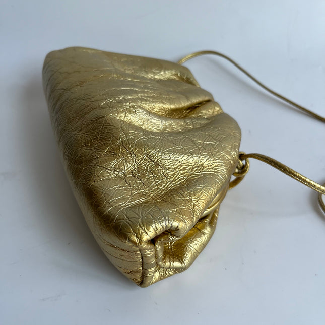 Bottega Veneta Pouch Mini Gold Lambskin Leather Crossbody Bag