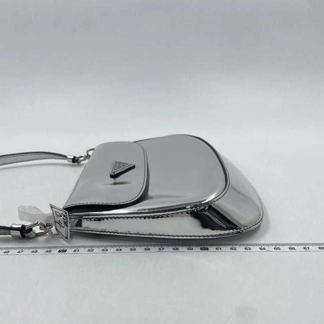 Sold Prada Cleo Flap Silver Leather Shoulder bag