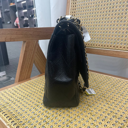Chanel Classic Flap Maxi 2011 Black Caviar Leather Double Flap with Gold Hardware