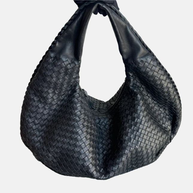 Bottega Veneta Belly Hobo Intrecciato Leather Black Large 52cm-Luxbags
