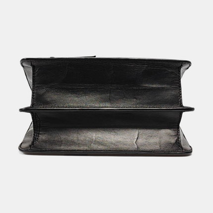 Versace Black Leather Applique Studded Flap Top Handle Crossbody Bag