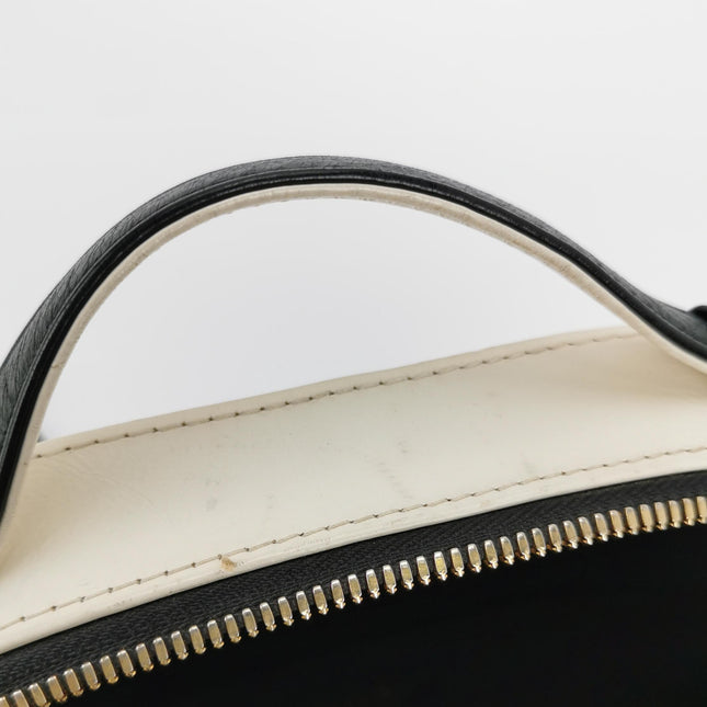 Chanel White and Black Small Crumpled Calfskin Vanity Case Crossbody Bag