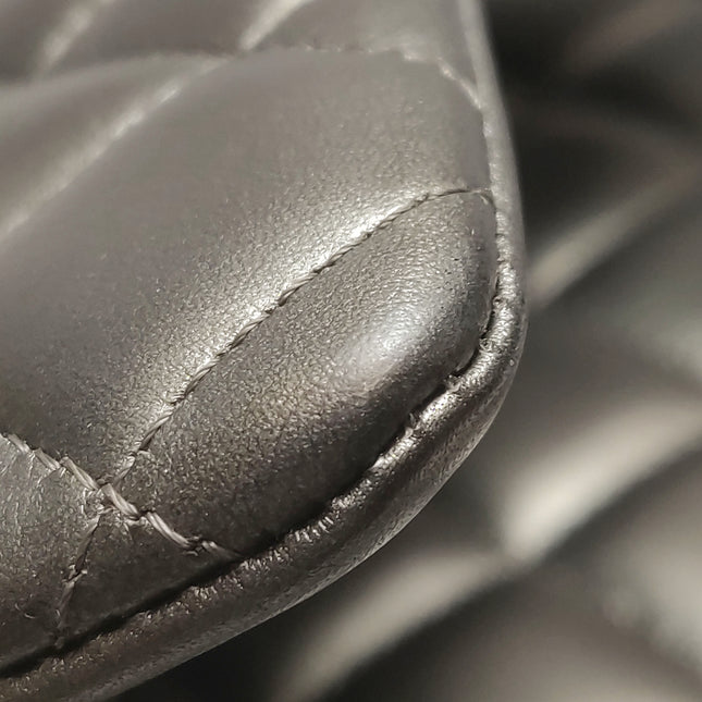 Chanel Classic Flap Maxi Metallic Lambskin Leather Double Flap Sliver Hardware 2013-14