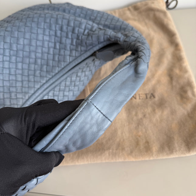 Bottega Veneta Veneta Hobo Misty Blue Intrecciato Leather Bag Medium 45cm