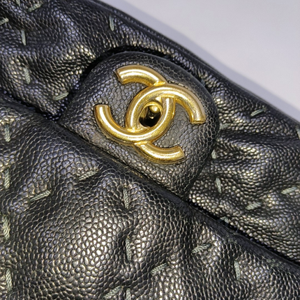 Chanel Wild Stitch Medium Black Calfskin Leather Flap Bag Gold Hardware, 2011