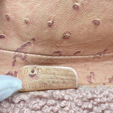 Dior Saddle Vintage Shoulder Bag Medium Shearling and Ostrich Leather Pink