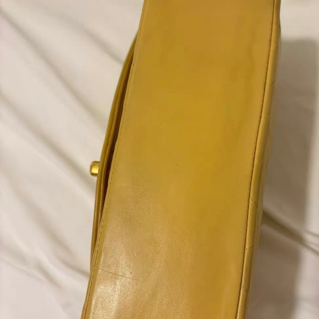 Chanel Diana CC Flap Bag Small Vintage Yellow Lambskin Leather with 24k Gold HW, 1991-1994