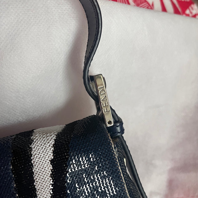 Sold FENDI Baguette Zebra-Stripe Sequin Blue Orange White
