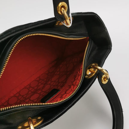 Lady Dior Vintage Medium Black Suede Leather Gold Hardware 1997