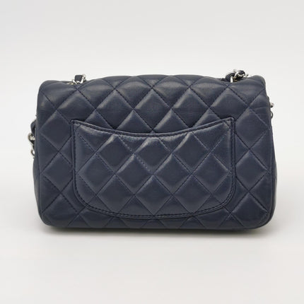 Chanel Classic Flap Mini 2020 Navy Lambskin Leather Silver Hardware