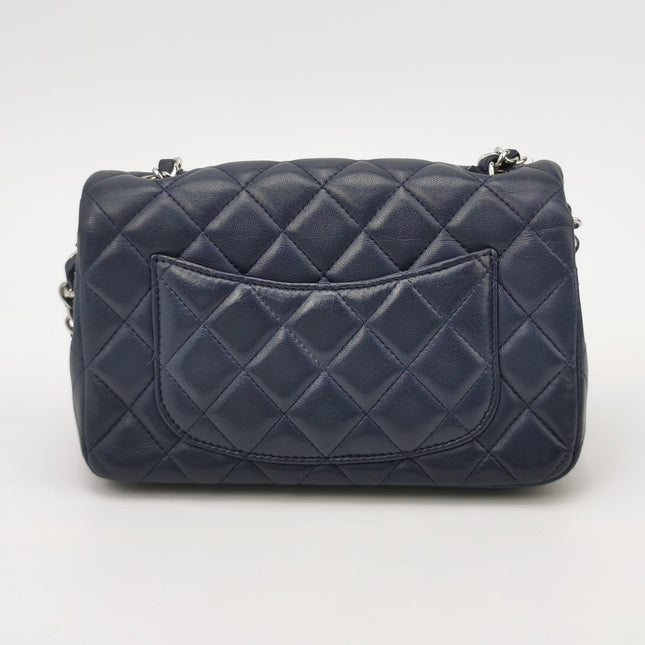 Chanel Classic Flap Mini 2020 Navy Lambskin Leather Silver Hardware