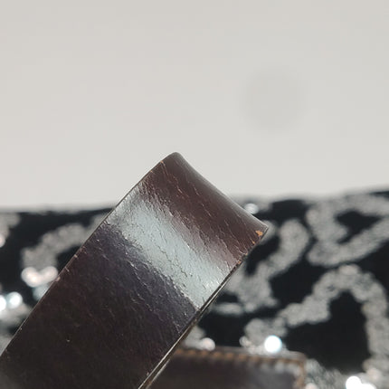 FENDI Baguette White Heart Shaped Sequin Black Shoulder Bag