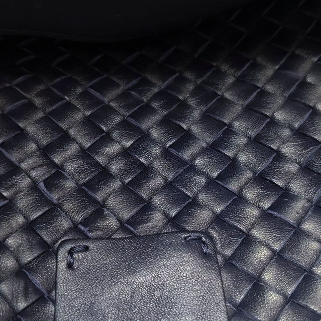 Bottega Veneta Cabat MM Intreccio Leather Tote Bag Navy 40cm
