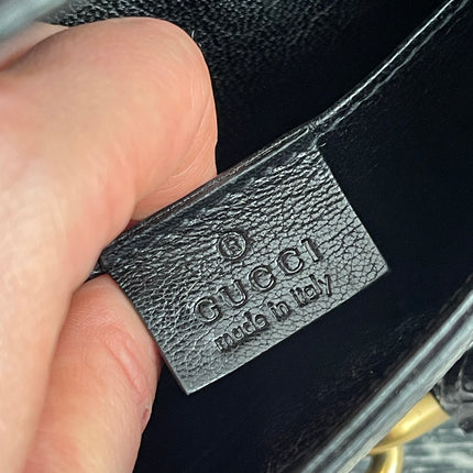 Gucci Horsebit 1955 Chain Large Black Snake-skin Leather Shoulder Bag