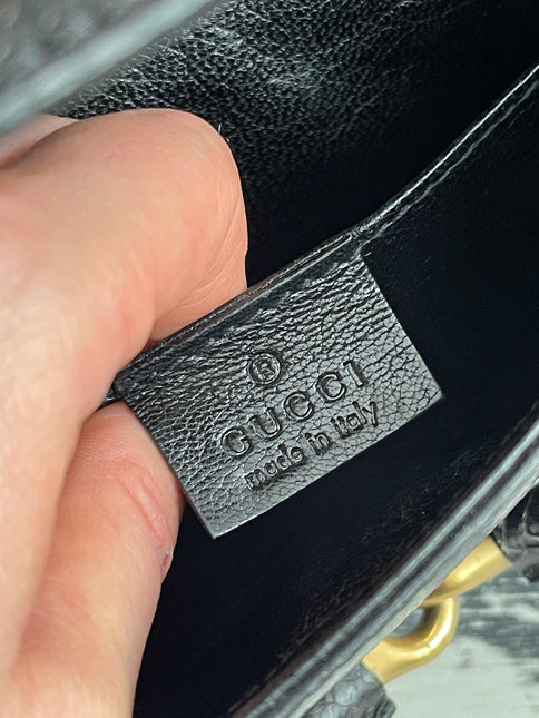 Gucci Horsebit 1955 Chain Large Black Snake-skin Leather Shoulder Bag