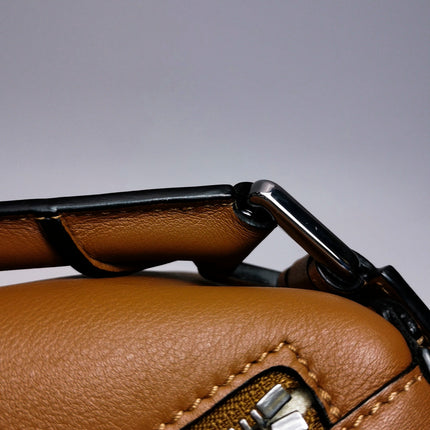Loewe Puzzle Small Tan Brown Calfskin leather Bag White Logo