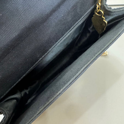 Gucci Bamboo 1947 Night Super Mini Black Nylon Evening Bag with Original Chain