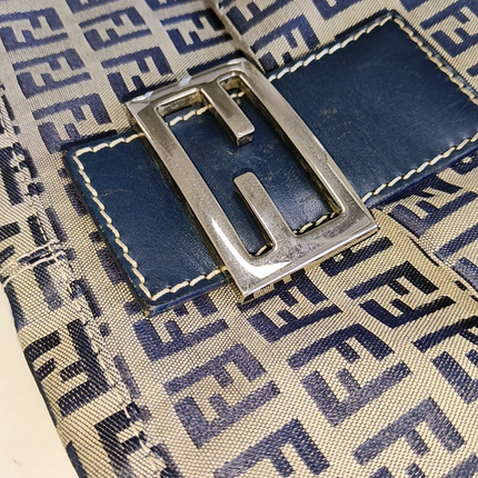 Sold Fendi Baguette Navy Zucchino Print Monogram