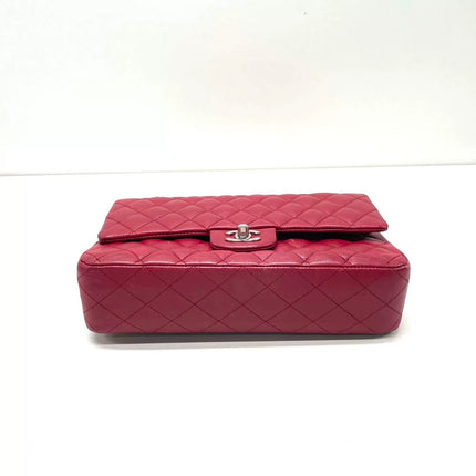 Chanel Classic Flap Medium Red Lambskin Leather with Silver Hardware 2012-13