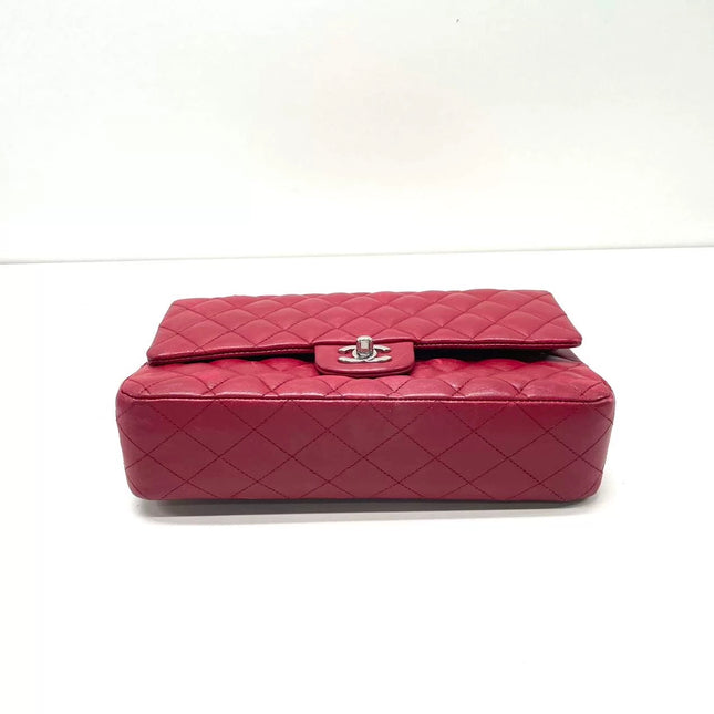 Chanel Classic Flap Medium Red Lambskin Leather with Silver Hardware 2012-13