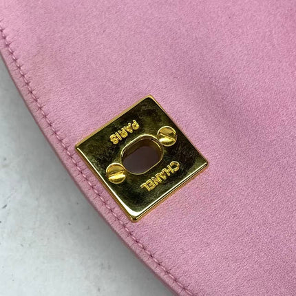 Chanel Diana Flap Bag 1990 Mini Pink Silk Satin Bijou Chain
