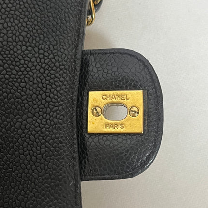 Chanel Classic Flap Medium Black Caviar Leather with 24k Gold Hardware, 2008